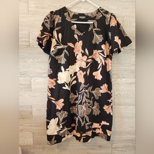 ORIGINAL by Nicole Miller Linen Dress - Black and Coral Casual Dress